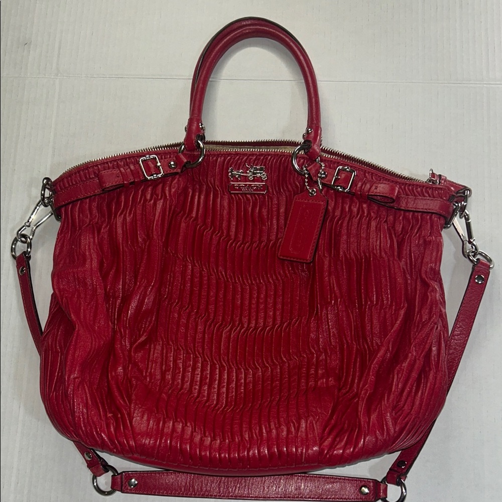 Coach Cherry Red Leather Shoulder Bag